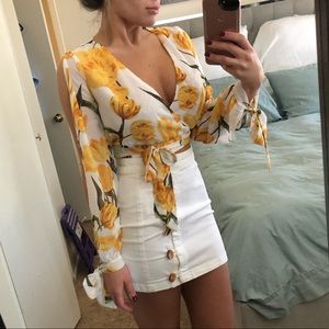 Floral semi sheer long sleeve crop top SOLD